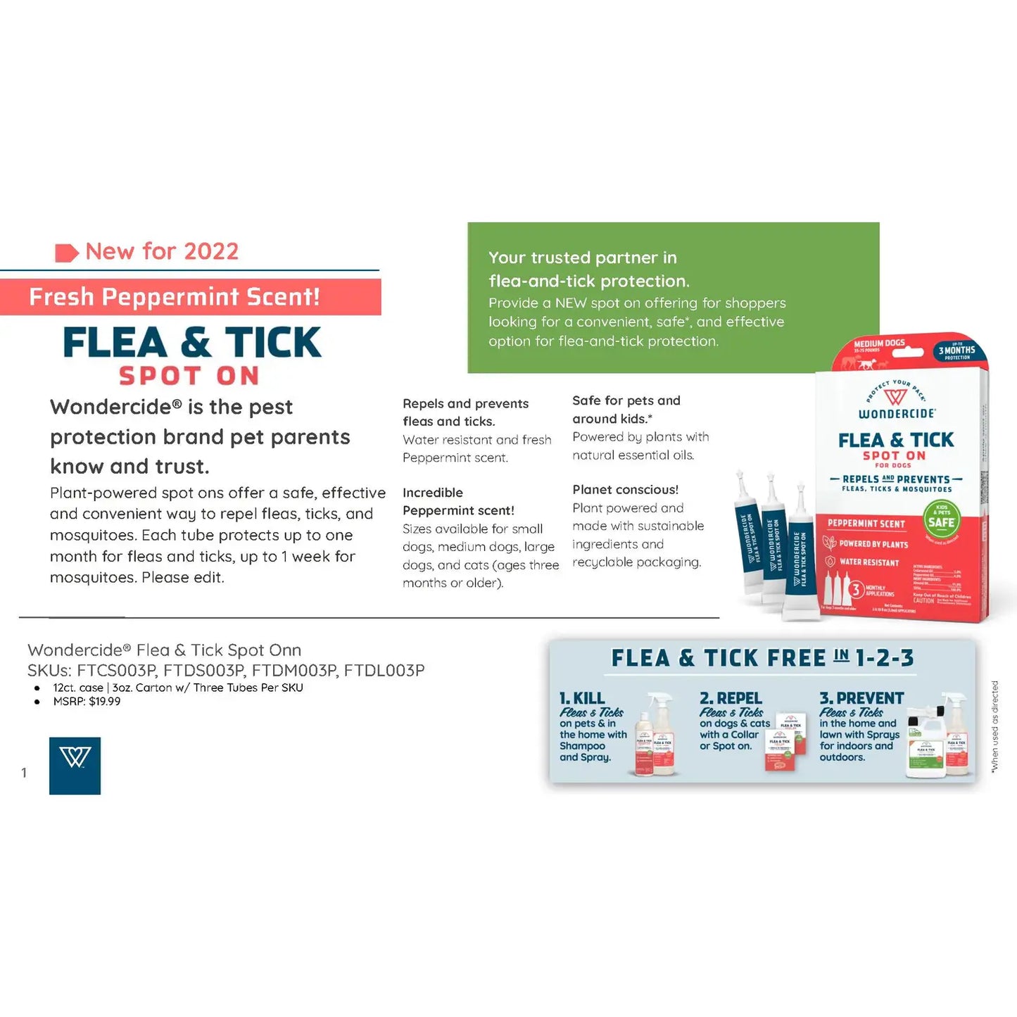 Wondercide Flea & Tick Spot On for Dogs - Peppermint