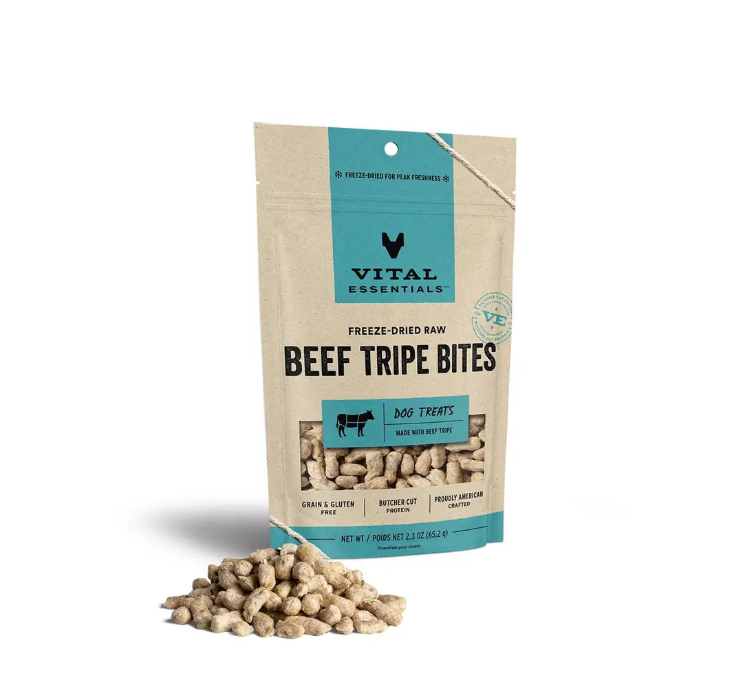 Vital Essentials Beef Tripe Bites Freeze-Dried Raw Dog Treats 2.3 oz