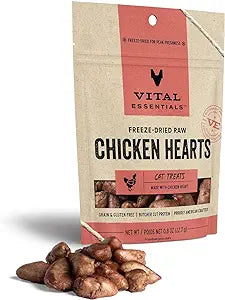Vital Essentials Freeze-Dried Chicken Hearts Cat Treats 0.8oz