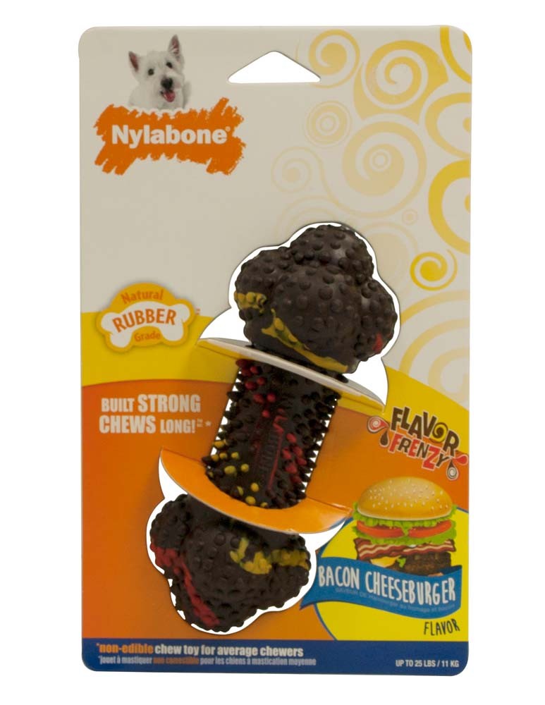 Nylabone Rubber Chew Toy - Flavor Frenzy Bacon Cheeseburger Flavored