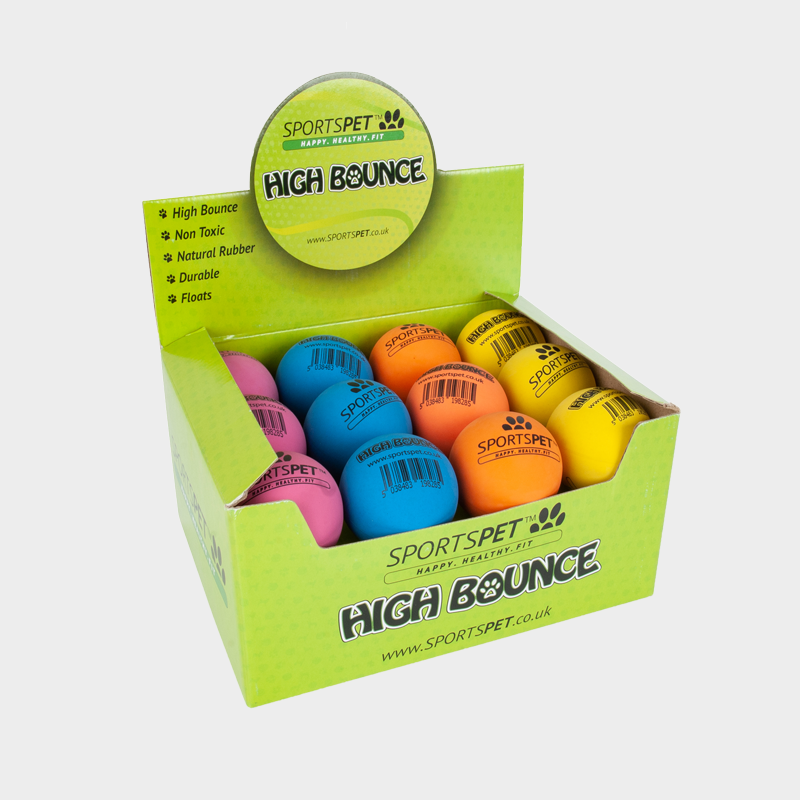 SPORTSPET High Bounce Ball –  60mm diameter, colors vary- 1 pack